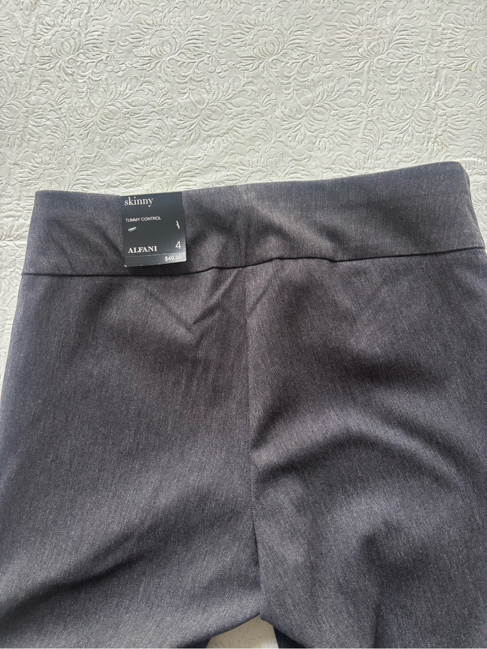 NWT Alfani Skinny Tummy Control Dark Charcoal Grey Pants, Size 4 - Picture 3 of 9